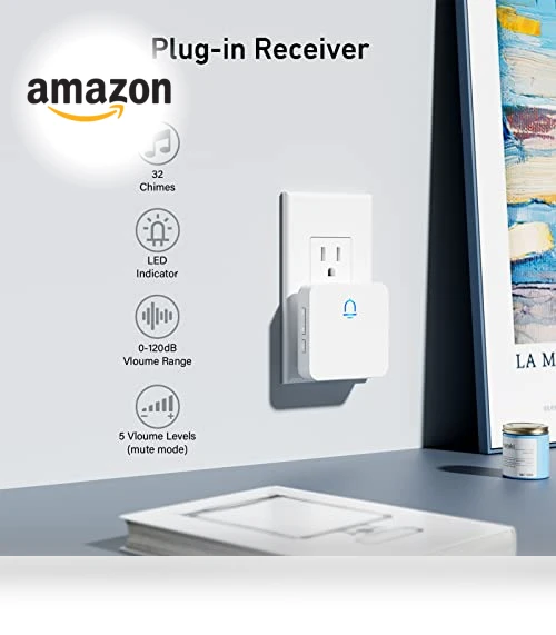 Wireless Doorbell with 1000ft Range, Adjustable Volume, 32 Melodies — Push Buttons, SECRUI