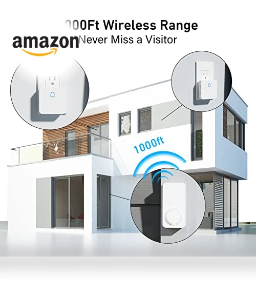 Wireless Doorbell with 1000ft Range, Adjustable Volume, 32 Melodies — Push Buttons, SECRUI