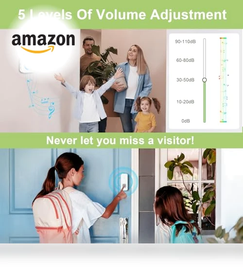 Wireless Doorbell with 55 Chimes, 1300ft Range, IP55 Waterproof — Kits, SURFOU