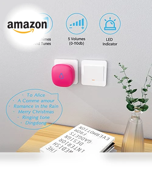Wireless Doorbell with 58 Chimes, Adjustable Volume, 1000Ft Range — Push Buttons, SECRUI