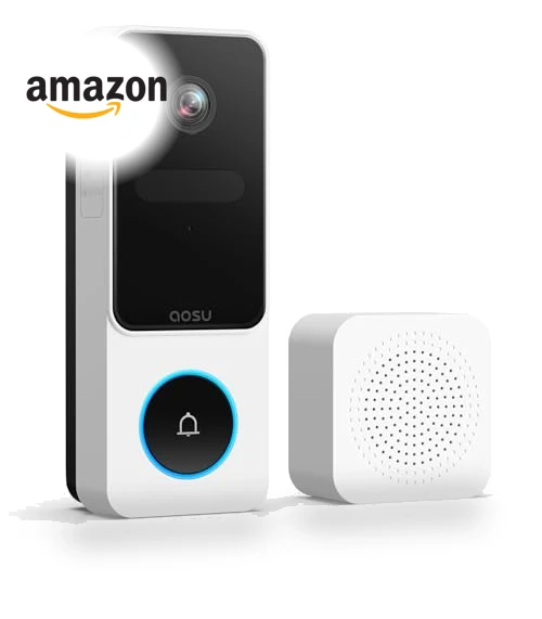 Wireless Video Doorbell Camera with Head-to-Toe View, No Monthly Fees — Smart Home Security, AOSU