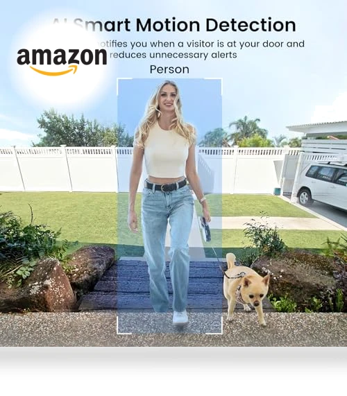 Wireless Video Doorbell Camera with Head-to-Toe View, No Monthly Fees — Smart Home Security, AOSU