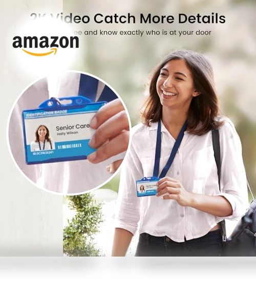Wireless Video Doorbell Camera with Head-to-Toe View, No Monthly Fees — Smart Home Security, AOSU