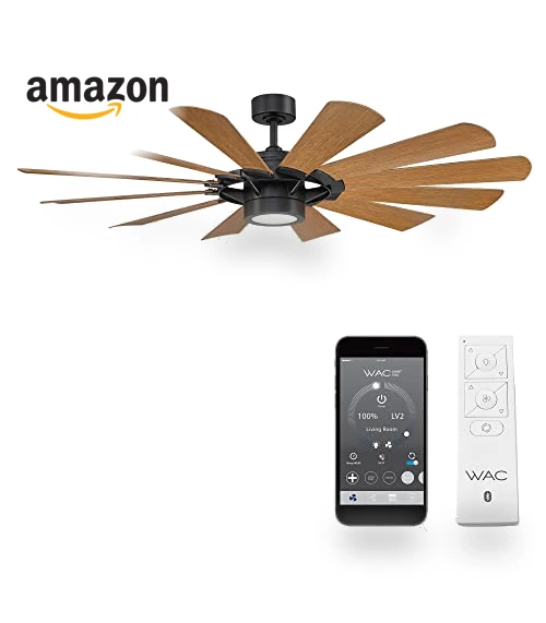 12-Blade Smart Home Ceiling Fan with LED Light Kit — Ceiling Fan Wall Controls, WAC Lighting