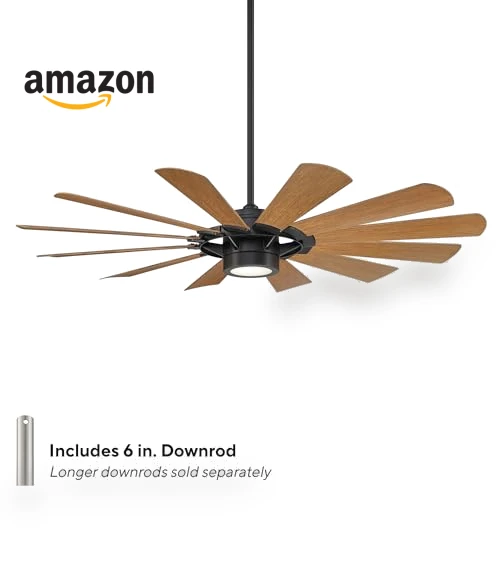 12-Blade Smart Home Ceiling Fan with LED Light Kit — Ceiling Fan Wall Controls, WAC Lighting