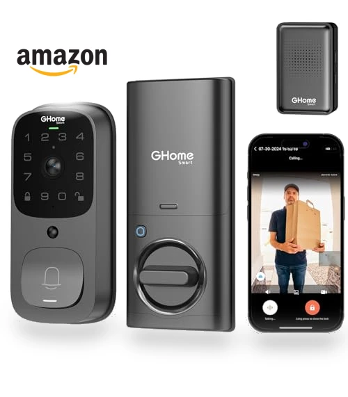 3 in 1 Smart Door Lock with Fingerprint, WiFi Keyless Entry, and 2K HD Camera — Smart Home Security, GHome Smart