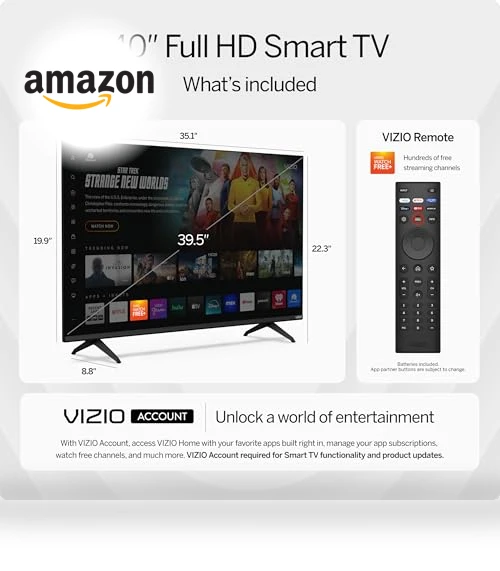 40-inch Full HD 1080p Smart TV — Television, VIZIO