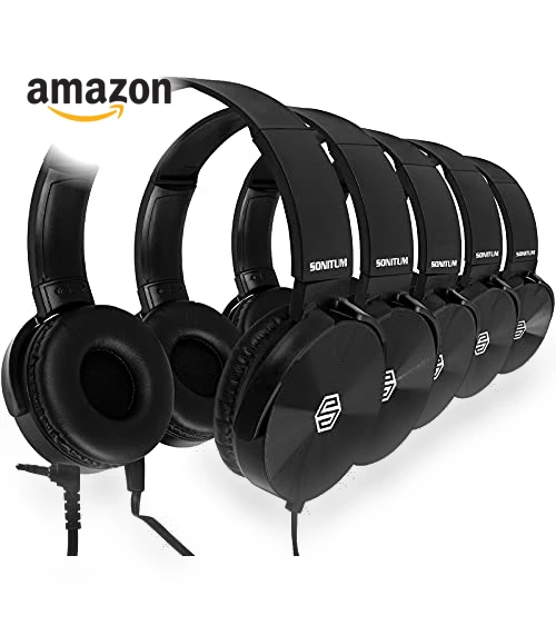 Classroom Headphones Bulk 5 Pack — In-Ear Headphones, Sonitum