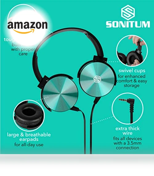 Classroom Headphones Bulk 5 Pack — In-Ear Headphones, Sonitum