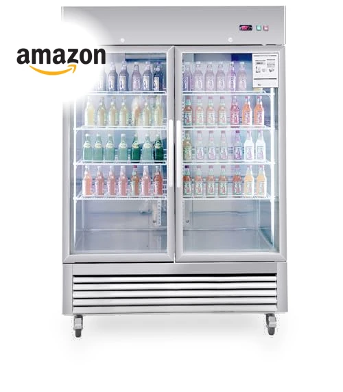 Commercial Refrigerator 2 Section 2 Glass Door Stainless Steel Display Refrigerator — Drink Coolers, Camellia River