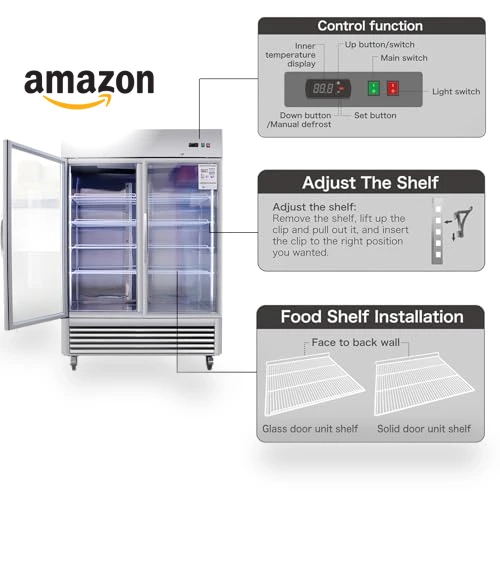Commercial Refrigerator 2 Section 2 Glass Door Stainless Steel Display Refrigerator — Drink Coolers, Camellia River