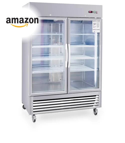 Commercial Refrigerator 2 Section 2 Glass Door Stainless Steel Display Refrigerator — Drink Coolers, Camellia River
