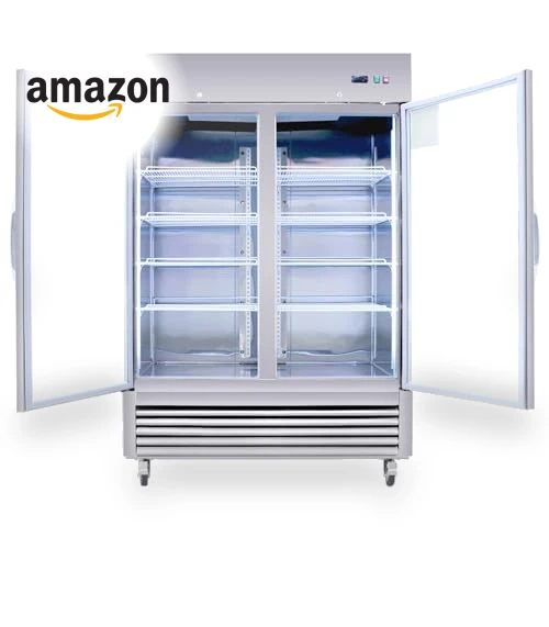 Commercial Refrigerator 2 Section 2 Glass Door Stainless Steel Display Refrigerator — Drink Coolers, Camellia River