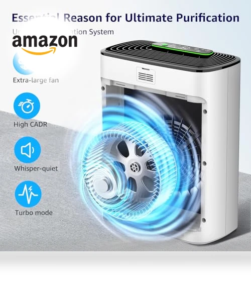 HEPA Air Purifier for Large Rooms — Activated Carbon Air Purifiers, KNKA