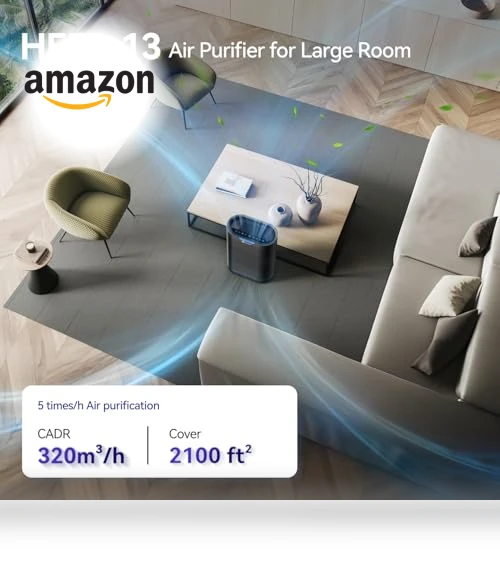 Large Room Air Purifier with Air Quality Monitor & Aromatherapy — Activated Carbon Air Purifiers, Aucleia