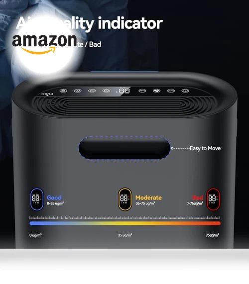 Large Room Air Purifier with Air Quality Monitor & Aromatherapy — Activated Carbon Air Purifiers, Aucleia