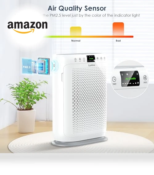 Large Room Air Purifier with HEPA Filter — Activated Carbon Air Purifiers, LuninoHome.com