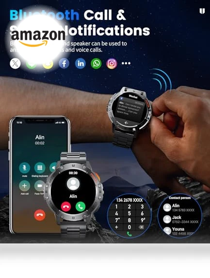 Military Smart Watch with LED Flashlight and AMOLED Display — Smartwatches, LIGE