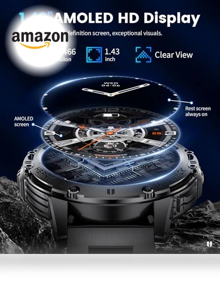 Military Smart Watch with LED Flashlight and AMOLED Display — Smartwatches, LIGE