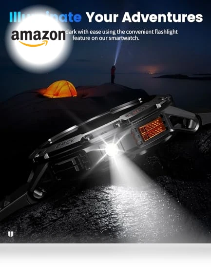 Military Smart Watch with LED Flashlight and AMOLED Display — Smartwatches, LIGE