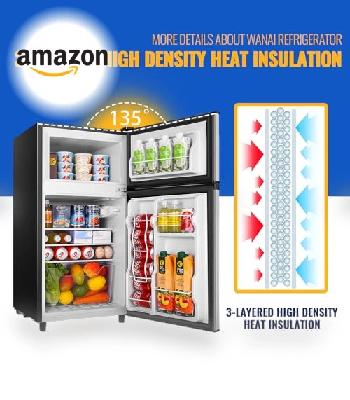 Mini Fridge with Freezer Compact Refrigerator — Mini Fridges, WANAI