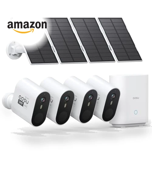 Solar Security Cameras Outdoor Wireless — Smart Home Security, AOSU