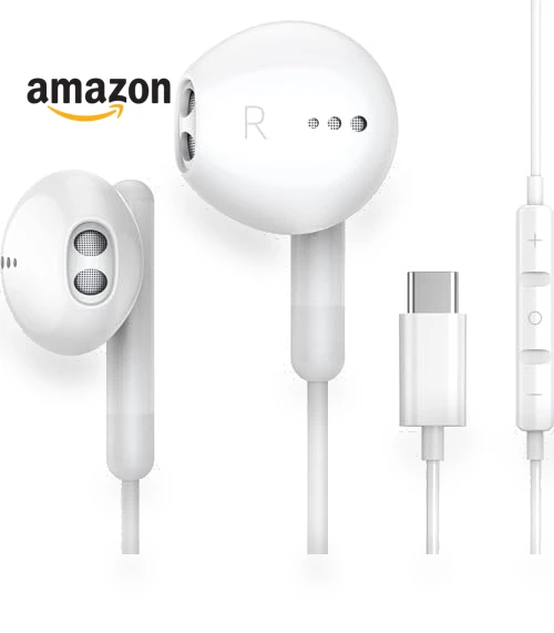 USB C Headphones with Microphone and Volume Control — In-Ear Headphones, BENEWY