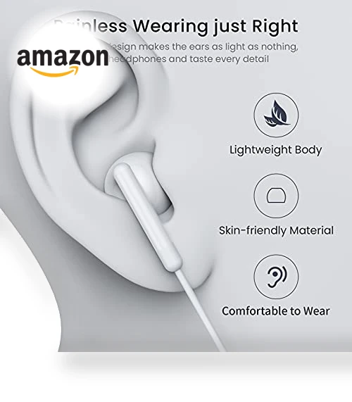 USB C Headphones with Microphone and Volume Control — In-Ear Headphones, BENEWY