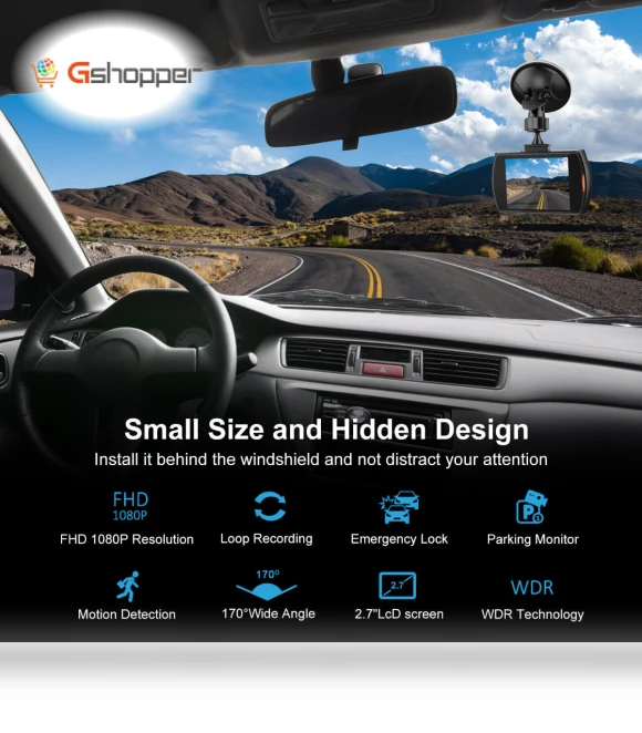 1080P HD Front Dash Cam Car DVR Video Vehicle Camera — Dashboard Cameras, XGODY
