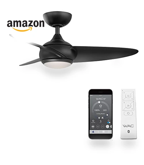 3-Blade Smart Home Ceiling Fan with LED Light Kit — Ceiling Fan Wall Controls, WAC Lighting