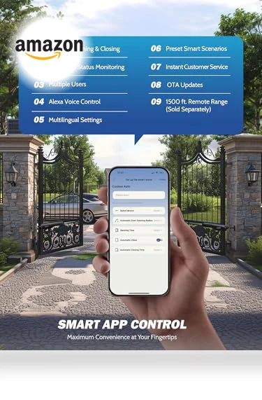 Automatic Gate Opener for Dual Swing Gates — Handles, ZUMI