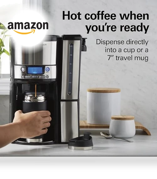 Coffee Maker with 12 Cup Capacity & Internal Storage Coffee Pot — Electric Blade Coffee Grinders, Hamilton Beach