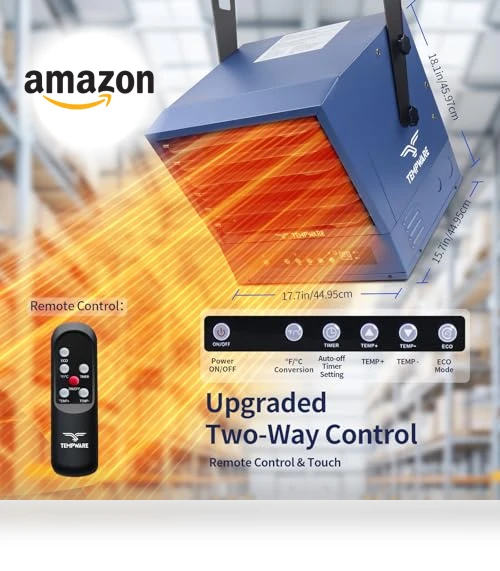 Digital Fan-Forced Ceiling Mount Shop Heater — Portable Heating Solutions, TEMPWARE