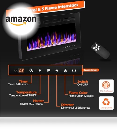 Electric Fireplace Wall Mounted and Recessed — Outdoor Fireplaces, BETELNUT
