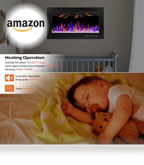Electric Fireplace Wall Mounted and Recessed — Outdoor Fireplaces, BETELNUT
