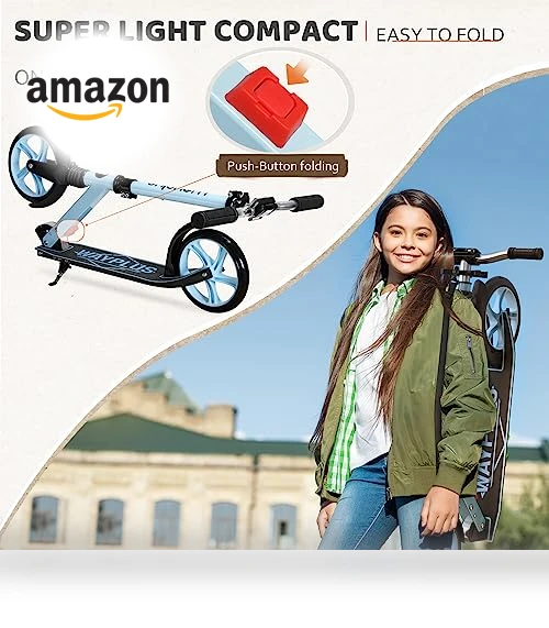 Foldable Kick Scooter with Adjustable Handlebar — Push Scooters, WAYPLUS