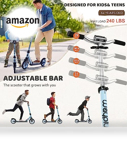 Foldable Kick Scooter with Adjustable Handlebar — Push Scooters, WAYPLUS