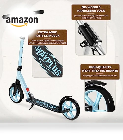 Foldable Kick Scooter with Adjustable Handlebar — Push Scooters, WAYPLUS