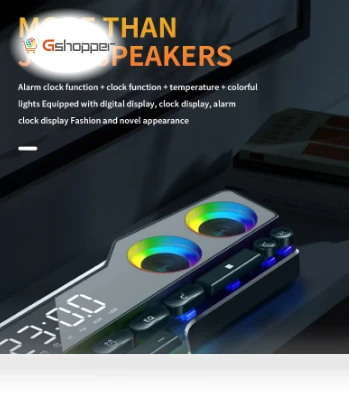 Bluetooth Speaker with LED Light, Alarm Clock, and Temperature Sensor — Portable Audio Solutions