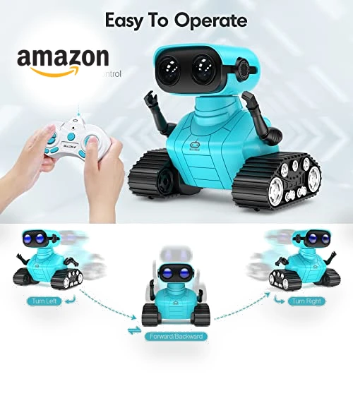 Rechargeable RC Robot Toy with Music and LED Eyes — Interactive Figures & Robots, ALLCELE