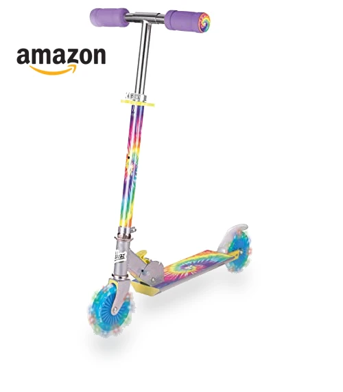 Tie Dye Foldable Scooter with Light Up Wheels — Balance Bikes, Ozbozz