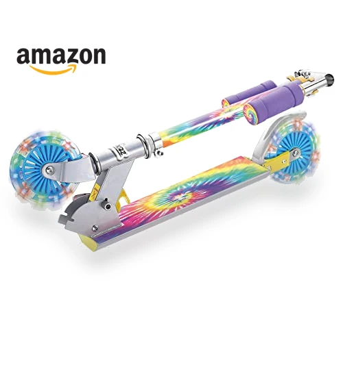 Tie Dye Foldable Scooter with Light Up Wheels — Balance Bikes, Ozbozz