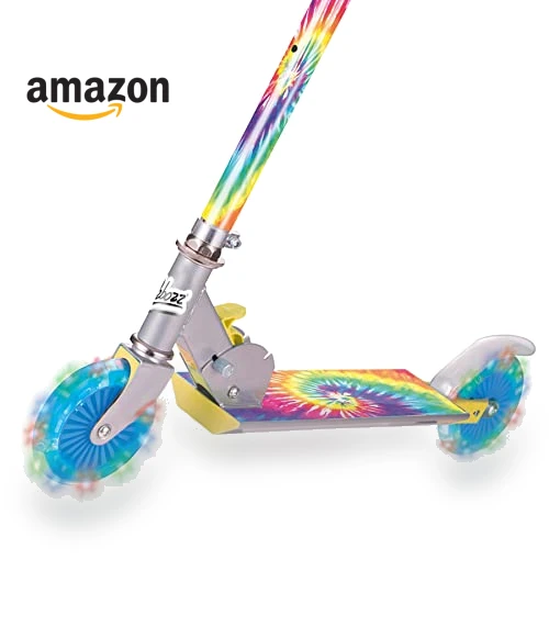 Tie Dye Foldable Scooter with Light Up Wheels — Balance Bikes, Ozbozz
