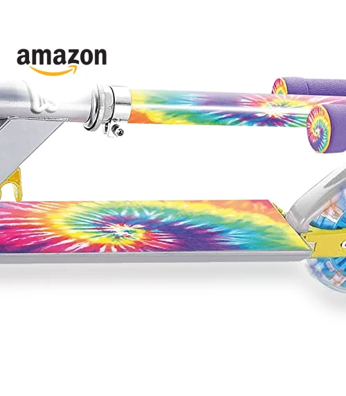 Tie Dye Foldable Scooter with Light Up Wheels — Balance Bikes, Ozbozz