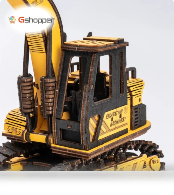 Excavator Engineering Vehicle 3D Wooden Puzzle — Construction Kits, Robotime