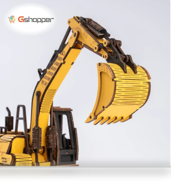 Excavator Engineering Vehicle 3D Wooden Puzzle — Construction Kits, Robotime
