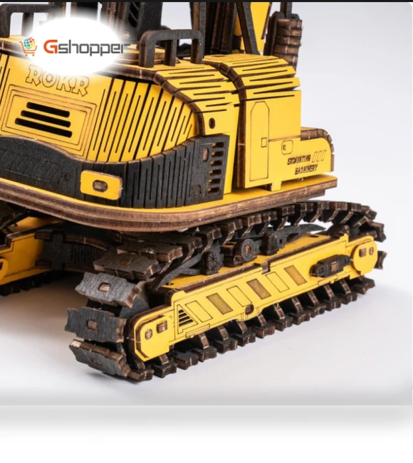 Excavator Engineering Vehicle 3D Wooden Puzzle — Construction Kits, Robotime