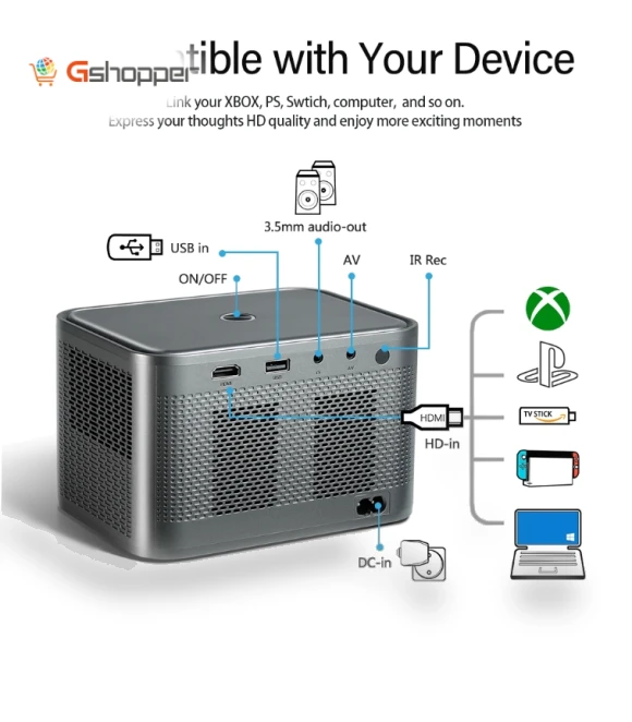4K Android TV Home Theater Portable LED Projector — Home Theater Projectors, AUN