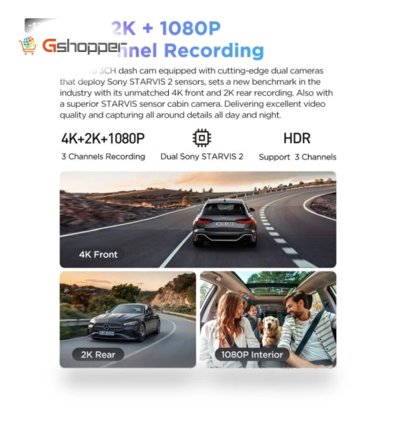 3CH 4K+2K+1080P HDR Car Dash Camera — Dashboard Cameras, VIOFO