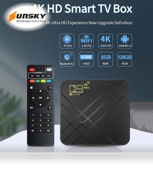 4K HD Android TV Box — Ultra HD Media Players, D9
